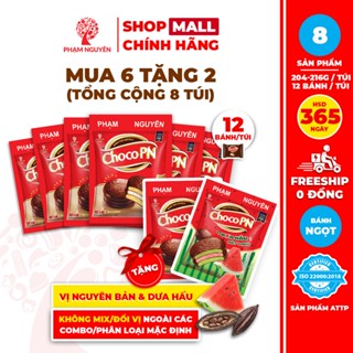 [MUA 6 TẶNG 2] Tổng cộng 8 Túi Bánh phủ socola Choco PN Phạm Nguyên - Thương Hiệu Việt 216g | Đồ ăn vặt