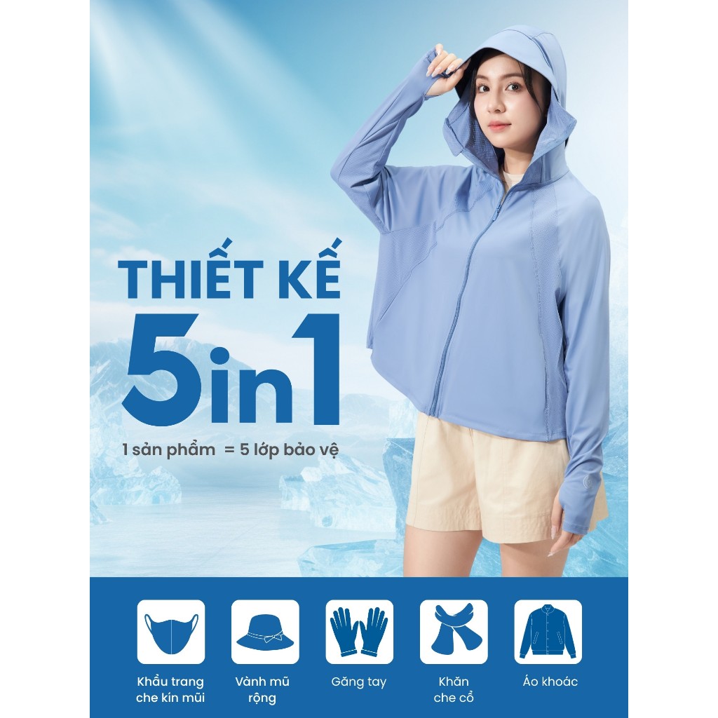 Áo khoác chống nắng TOKYOLIFE SunStop Ice kiểu dáng năng động thoáng khí bảo vệ da toàn diện 40003391 | BigBuy360 - bigbuy360.vn