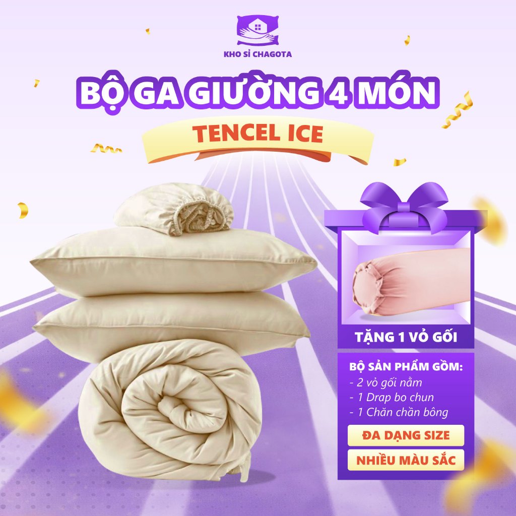 Bộ Chăn Ga Gối Lụa Silk Ice CHAGOTA, Size 1m2x2m - 2mx2m2, Công Nghệ Kháng Khuẩn, Màu Pastel Chuẩn Style Hàn Quốc | BigBuy360 - bigbuy360.vn