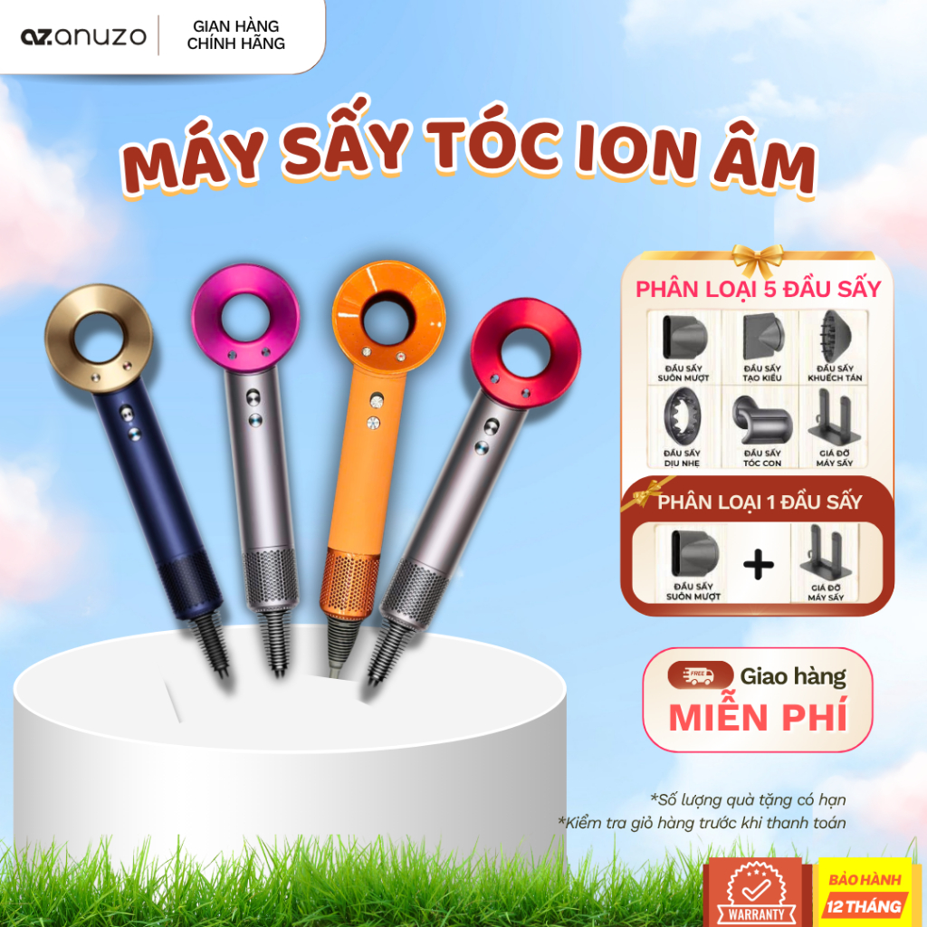 Máy Sấy Tóc ION Âm ANUZO 2 Chiều Nóng Lạnh Công Suất 2200W - 3 Cấp Độ Sấy