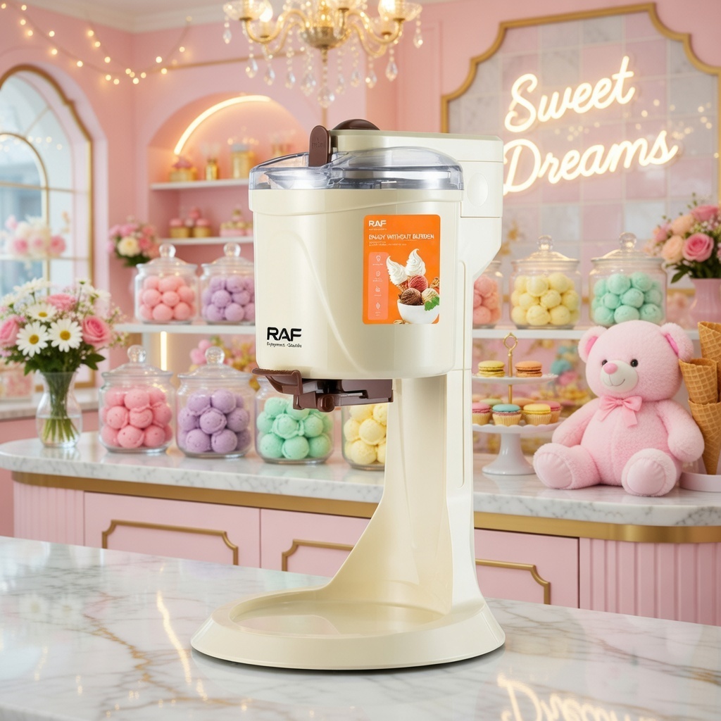 (Có Bảo Hành) Máy Làm Kem Tươi Tự Động RAF - Làm Kem Siêu Tốc 10 Phút, Dung Tích 1L