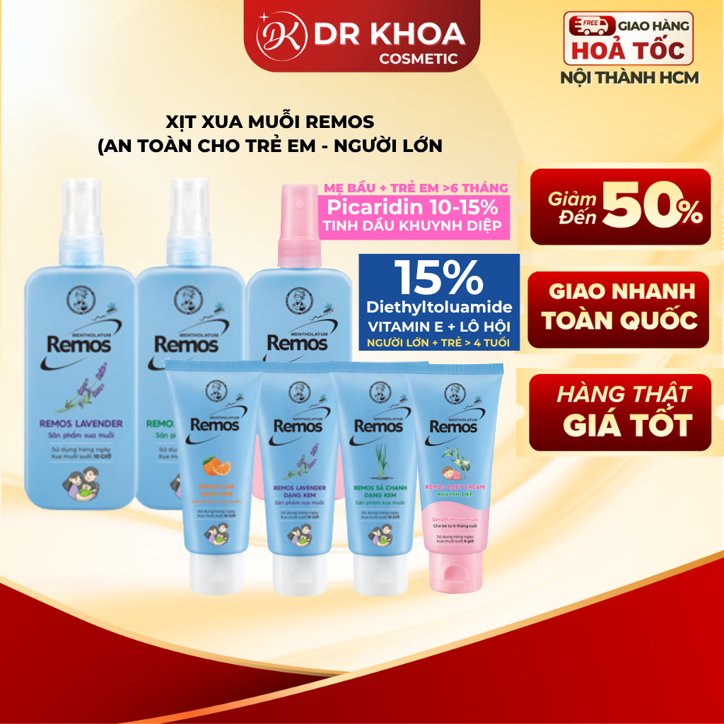 Xịt/Kem Chống Muỗi & Xua Đuổi Côn Trùng Mentholatum Remos 70ml/150ml/70g