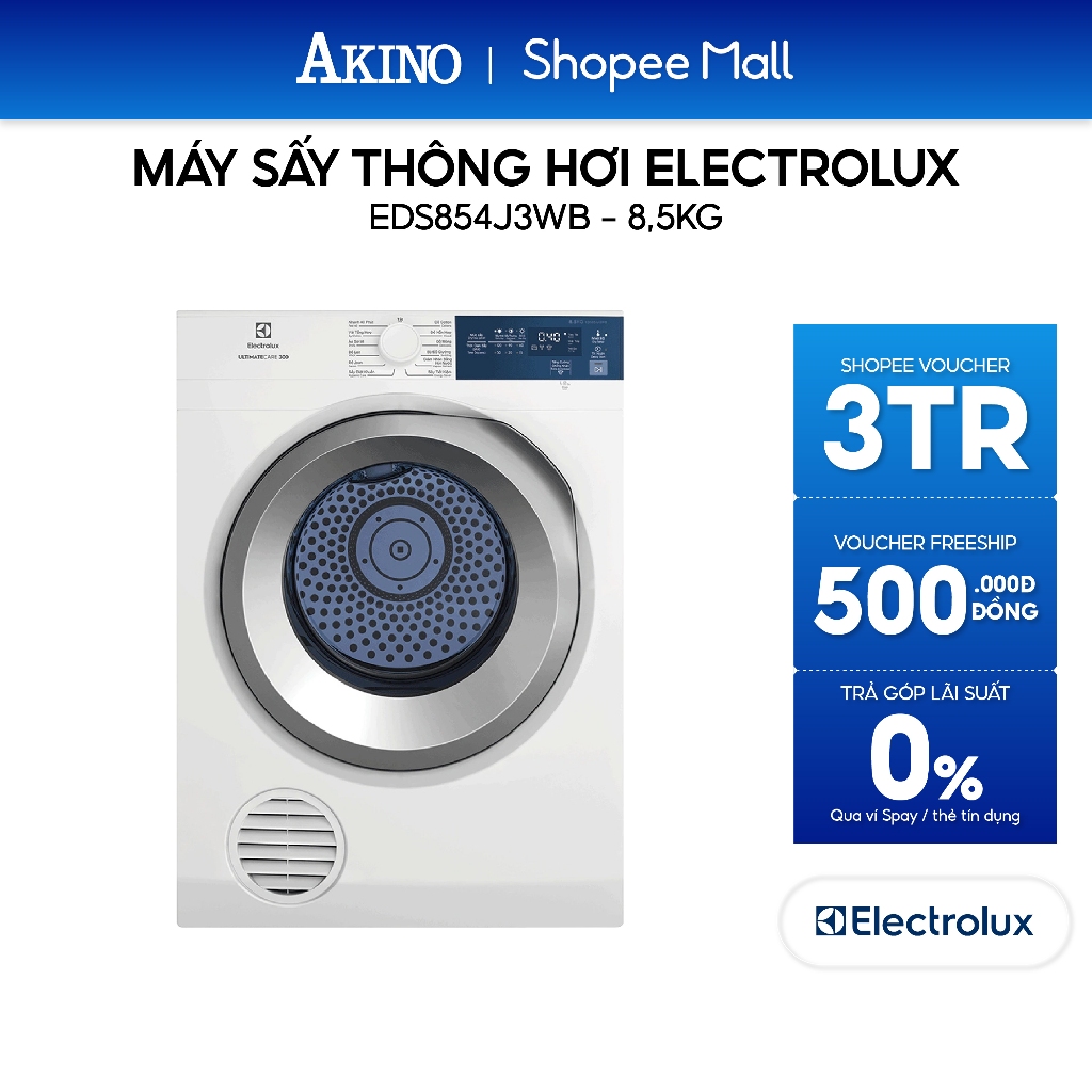EDS854J3WB | Máy sấy thông hơi Electrolux UltimateCare 8.5 kg EDS854J3WB - Hàng Chính Hãng