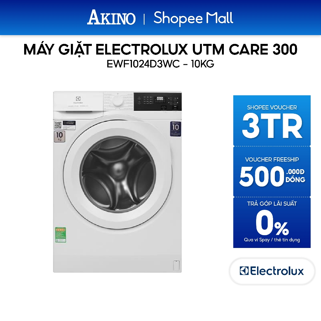 Máy giặt Electrolux UltimateCare 300 Inverter 10 kg EWF1024D3WC - Hàng Chính Hãng