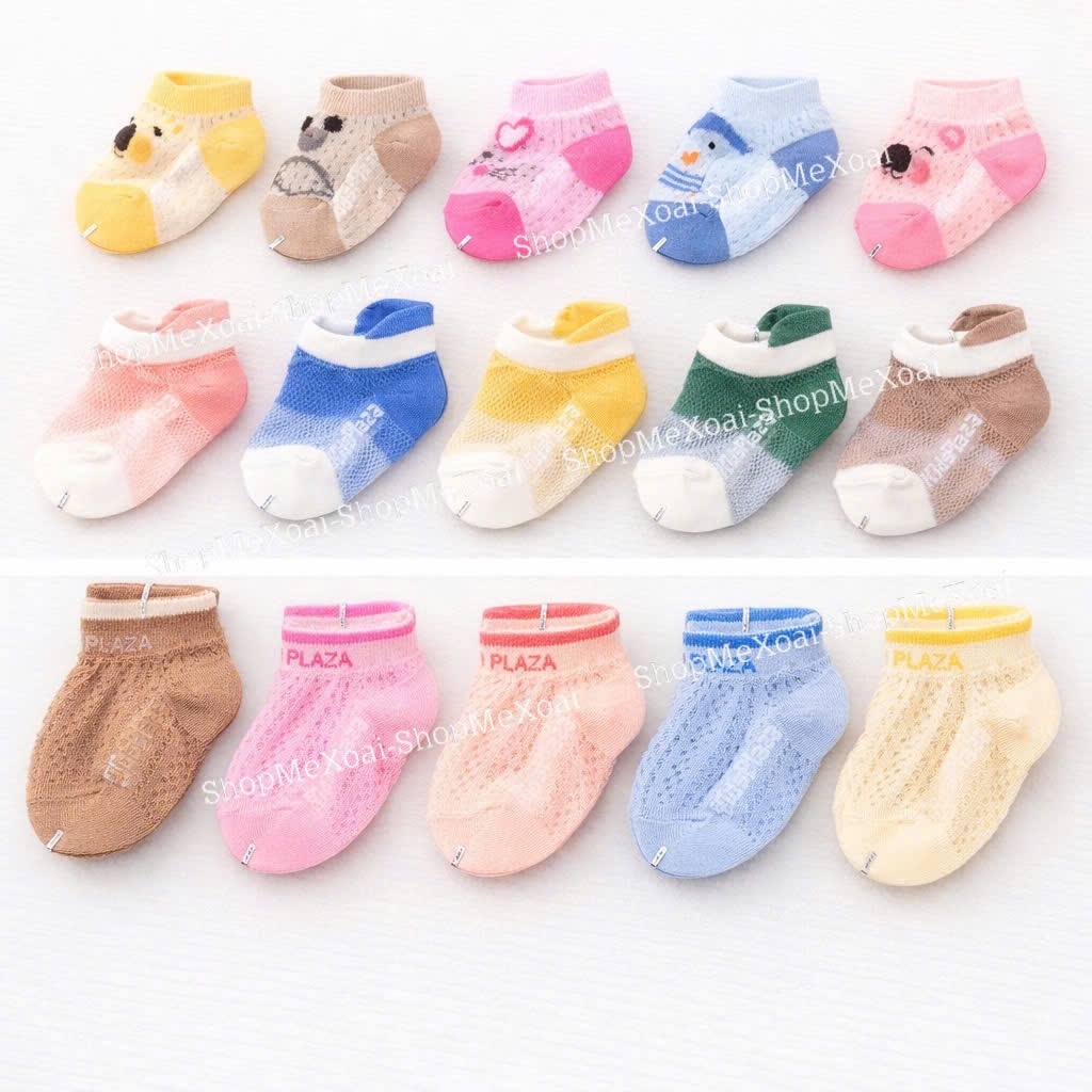 [Size 0-6M,6-12M] COMBO 5 ĐÔI TẤT LƯỚI  HIỆU Kid Plaza CHO BÉ TRAI/GÁI