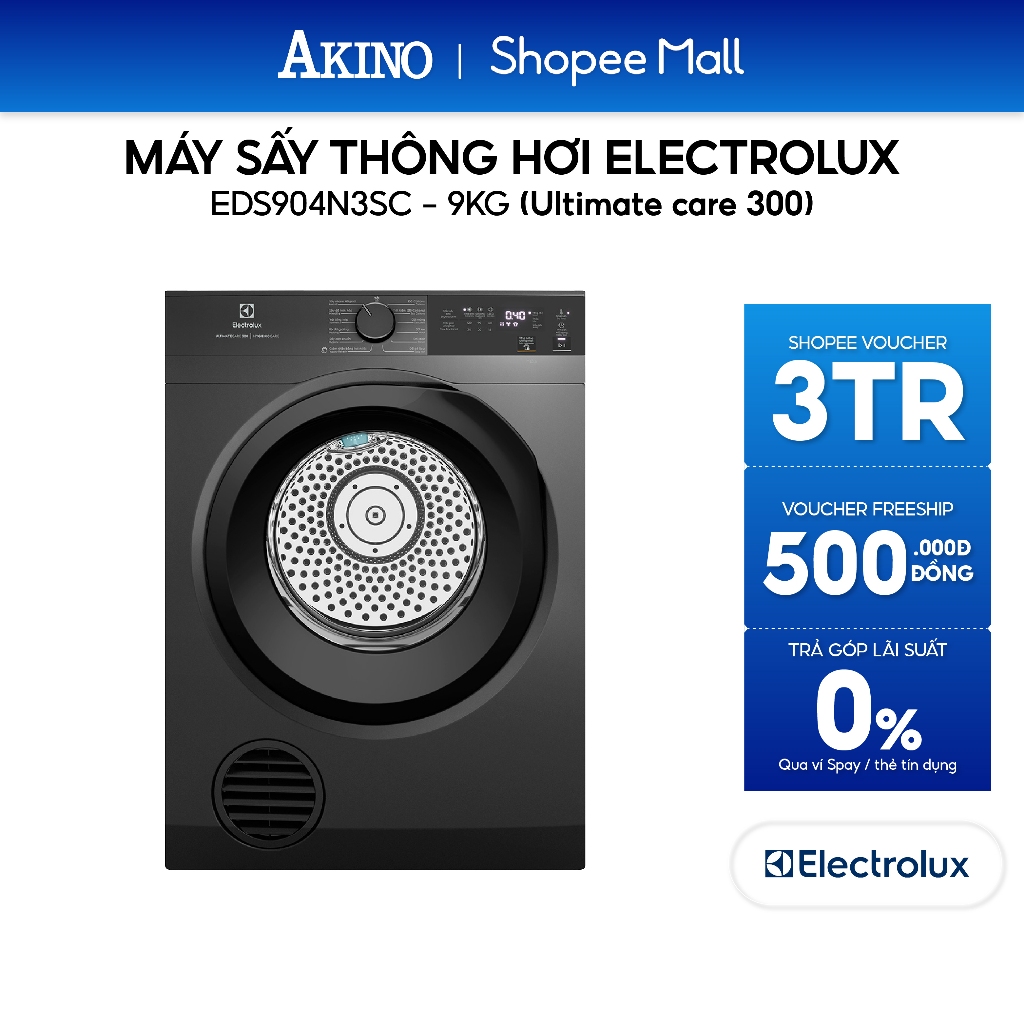 EDS904N3SC | Máy sấy quần áo thông hơi Electrolux 9 kg EDS904N3SC - Bảo Hành Chính Hãng