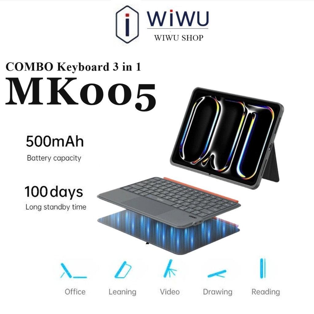 Bao da bàn phím WIWU Combo MK005 Keyboard cho IPad Gen 9 /10 , Pro 11 inch / M4 , Air 4 /5 / 6 13 in