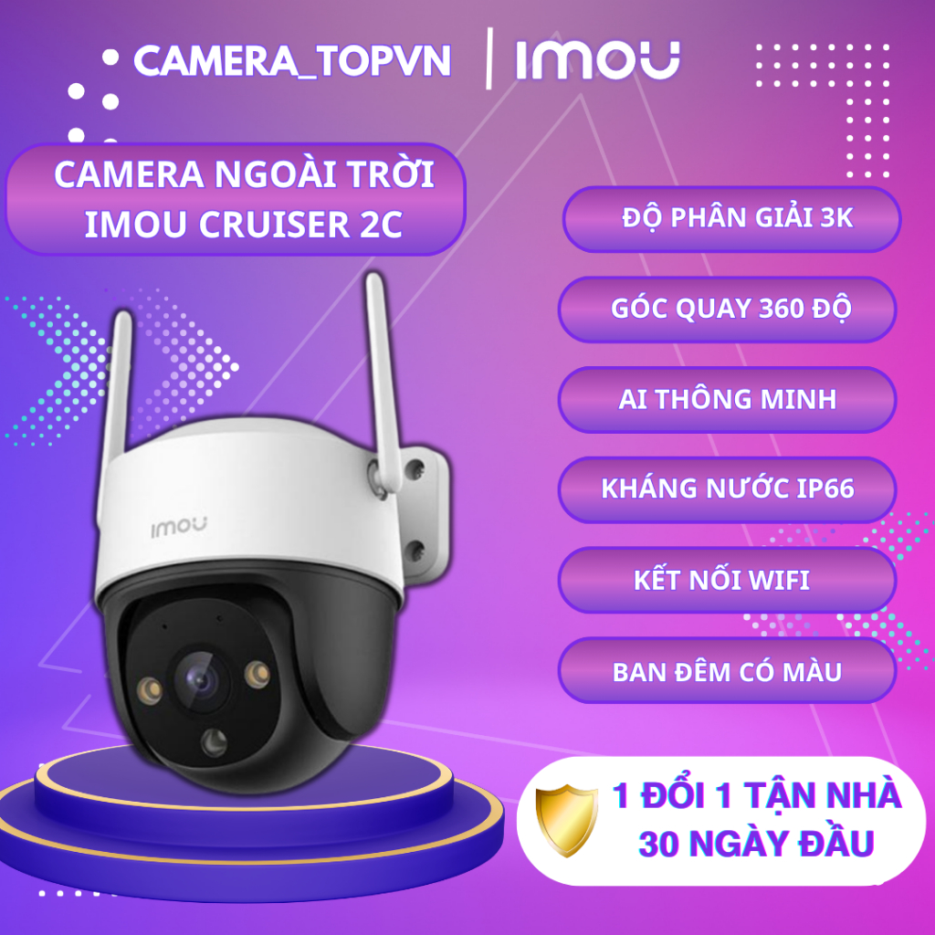 Camera  imou CRUISER 2C, độ phân giải 3k-5mp wifi ngoài trời có loa đàm thoại 2 chiều tích hợp báo đ