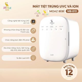 Máy tiệt trùng UVC ION Moaz Bebe MB072 trang bị 16 đèn giải pháp khử khuẩn toàn diện cho mẹ hiện đại