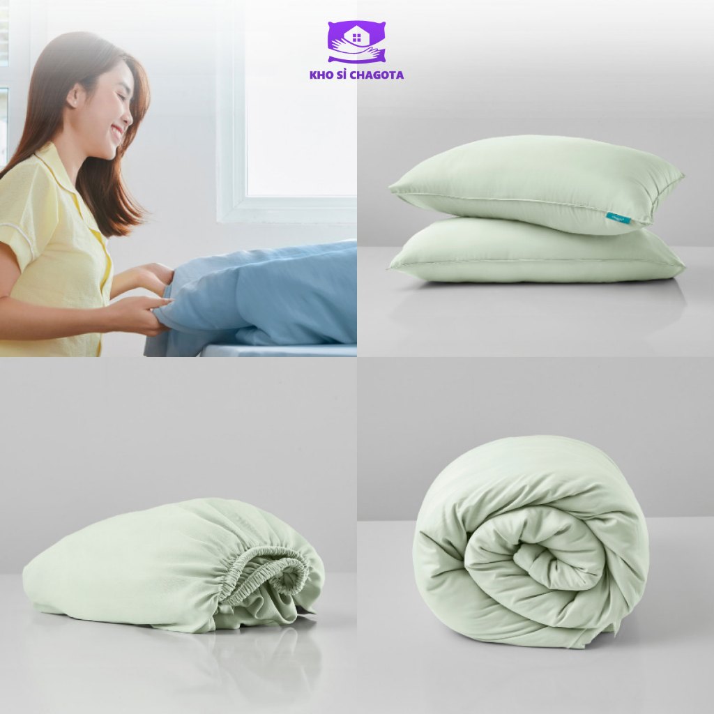 Bộ Chăn Ga Gối Lụa Silk Ice CHAGOTA, Size 1m2x2m - 2mx2m2, Công Nghệ Kháng Khuẩn, Màu Pastel Chuẩn Style Hàn Quốc | BigBuy360 - bigbuy360.vn