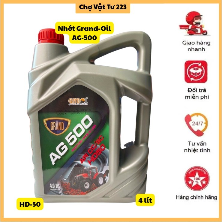 🎁 Nhớt Grand-Oil AG500 HD-50 4 Lít - Dùng cho động cơ công suất vừa và nhỏ