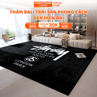 Thảm Nỉ, Thảm Trải Trải Sàn Bali Decor Phong Cách Tối Giản Nền Đen , Decor Trang Trí Phòng Ngủ