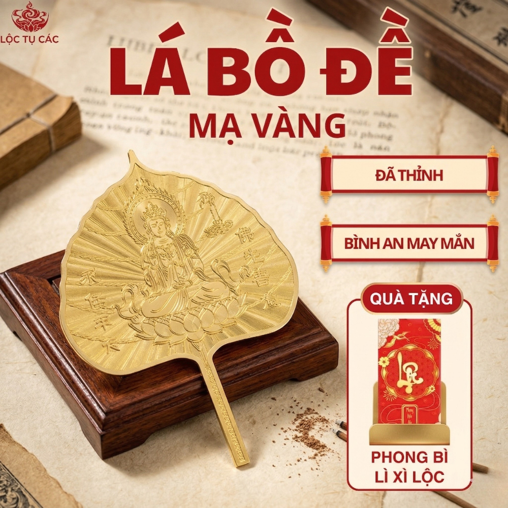 Lá Bồ Đề mạ vàng, lá Bồ Đề phong thủy ( ĐÃ THỈNH ) thu hút bình an tài lộc mang theo bên người.