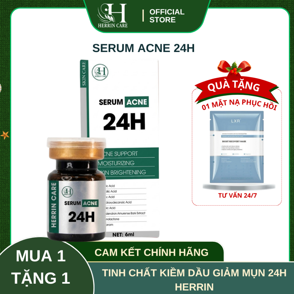 [ CHÍNH HÃNG HERRIN ] Tinh chất mụn 24h Acne Serum Herrin kiềm dầu giảm mụn