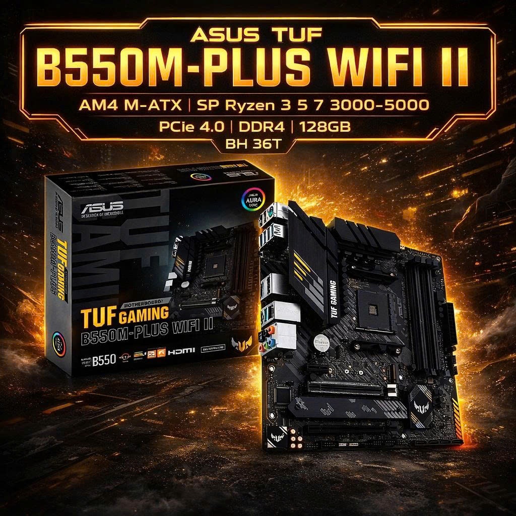 Mainboard AMD ASUS TUF B550M-PLUS WIFI II AM4 M-ATX hỗ trợ Ryzen 3 5 7 3000-5000, PCIe 4.0 DDR4 128G