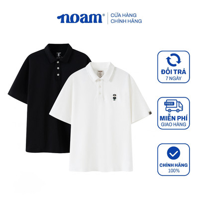 Áo Polo Form rộng NOAM Teeny Homies Cotton 100% mềm mịn vượt trội - Màu đen/ trắng