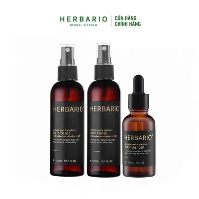 Bộ 2 chai xịt dưỡng tóc Herbario 100ml và 1 serum giúp mọc tóc vỏ bưởi, bồ kết Herbario 30ml