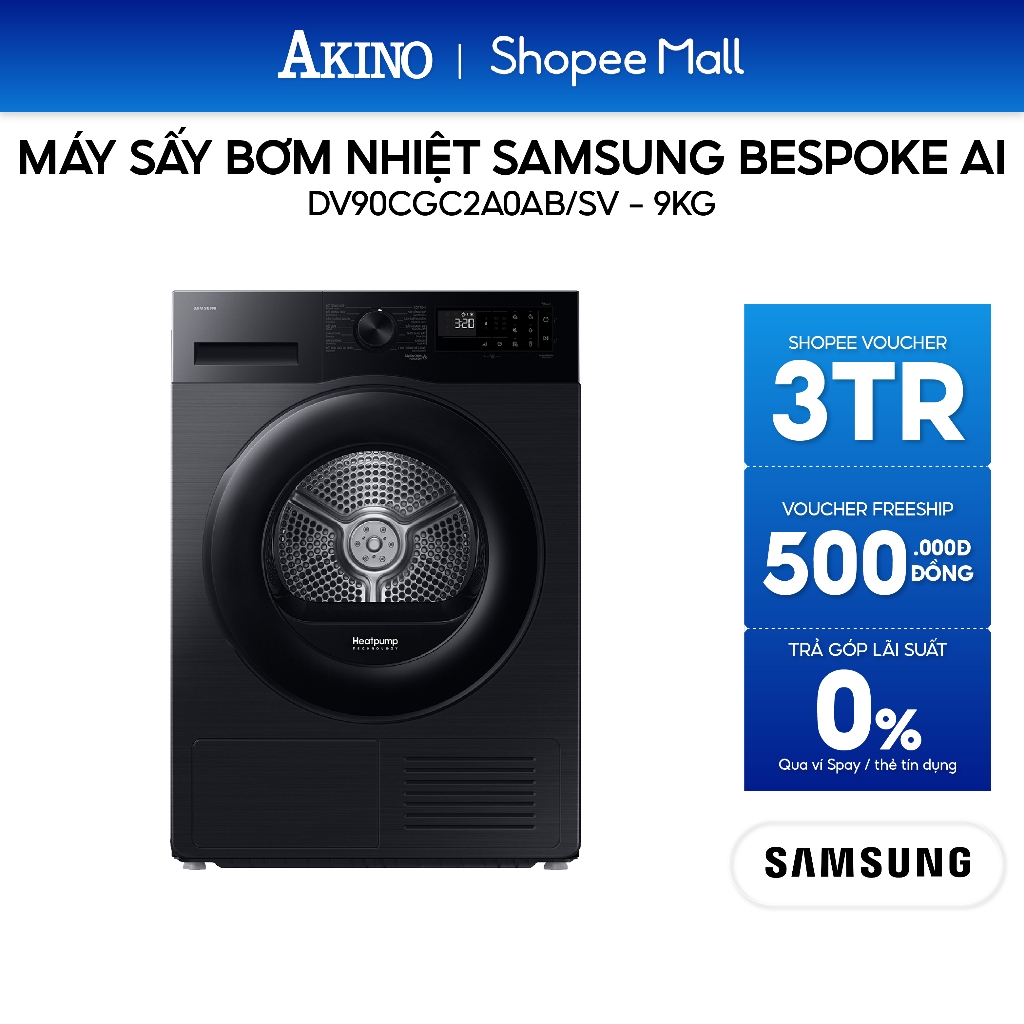 Máy sấy bơm nhiệt Samsung Bespoke AI 9kg DV90CGC2A0ABSV - Bảo hành chính hãng