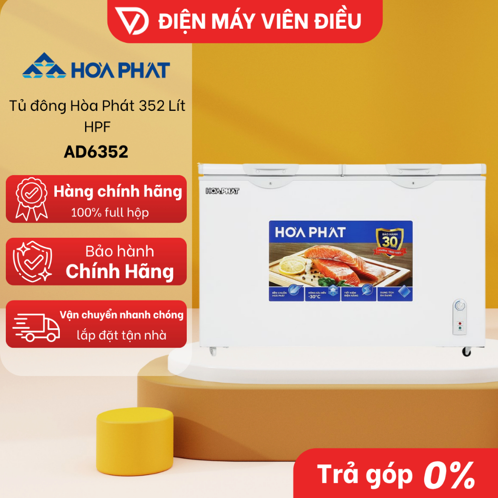 HPF AD6352 - Tủ Đông Hòa Phát 352L HPF AD6352 1 Ngăn Đông Tiết Kiệm Điện [FREESHIP NGHỆ AN]