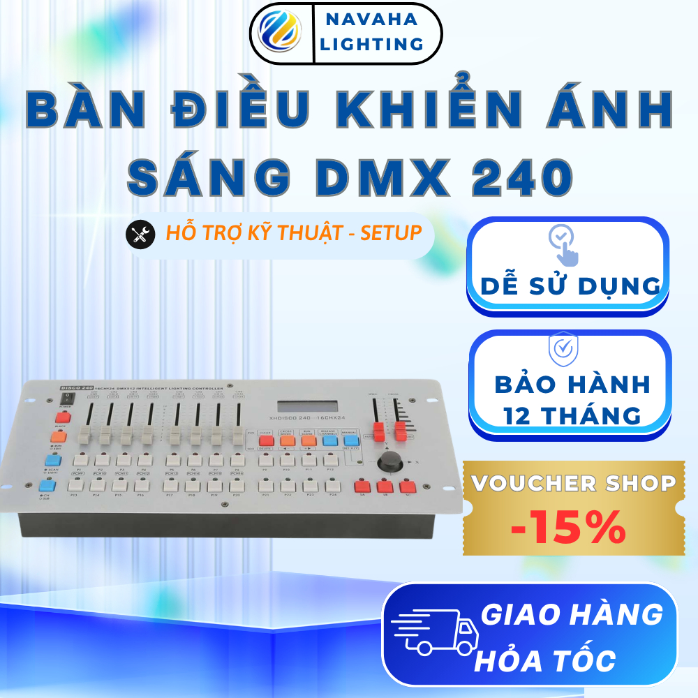 Bàn Điều Khiển Ánh sáng DMX 240Navaha–Bàn DMX Sân Khấu Điều Chỉnh Beam,PAR LED,Laser,Đèn Mành Katana