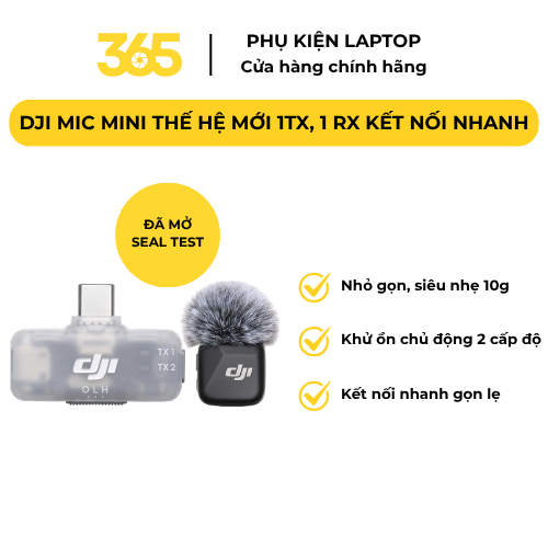 [365][ĐÃ MỞ SEAL TEST] DJI Mic Mini 1TX 1RX Type-C Micro Không Dây Cài Áo Cho Điện Thoại, Livestream