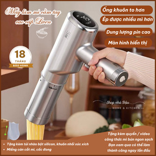 Máy Làm Mì Tươi Cao Cấp Liven, Máy Ép Mì Sợi, Máy Làm Bún Cầm Tay Ống Khuôn To, Có Màn Hình Pin.