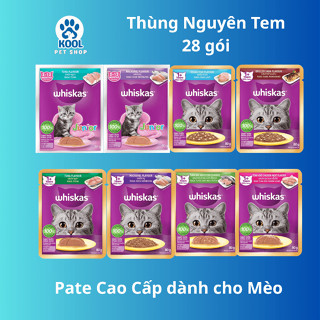 [Combo - 28 gói] Pate Whiskas cao cấp dành cho Mèo được làm từ Cá thật và Thịt thật,Xuất Xứ Thái Lan