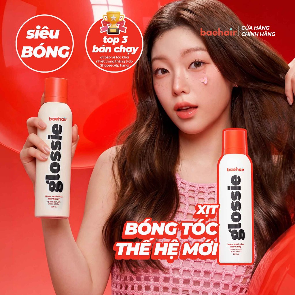 Xịt bóng tóc Baehair Glossie 250ml cho tóc bóng mượt nhanh chóng hỗ trợ phục hồi hư tổn và bảo vệ tó