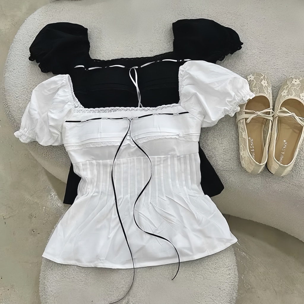 Lace Fit Babe – Áo Kiểu Ôm Viền Ren Có Mút Ngực Tôn Dáng A28 (Lazy Có Bigsize) | BigBuy360 - bigbuy360.vn