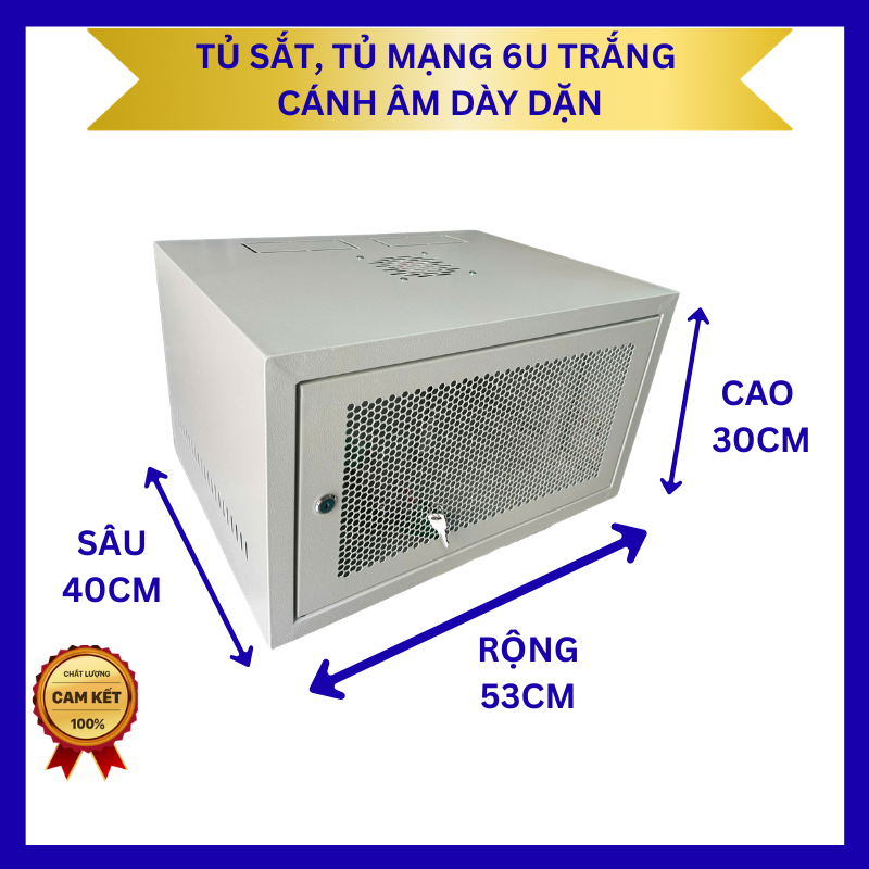 Tủ mạng, tủ rack 6U treo tường  màu trắng xám cao cấp