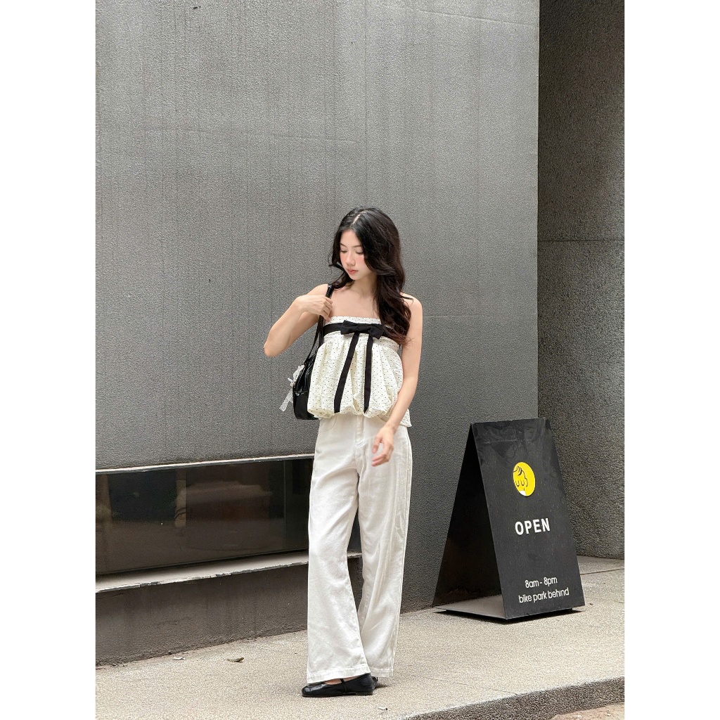 Áo babydoll quây phồng chấm bi thắt nơ, Áo kiểu babydoll dễ thương - 29feb.closet – A599 | BigBuy360 - bigbuy360.vn