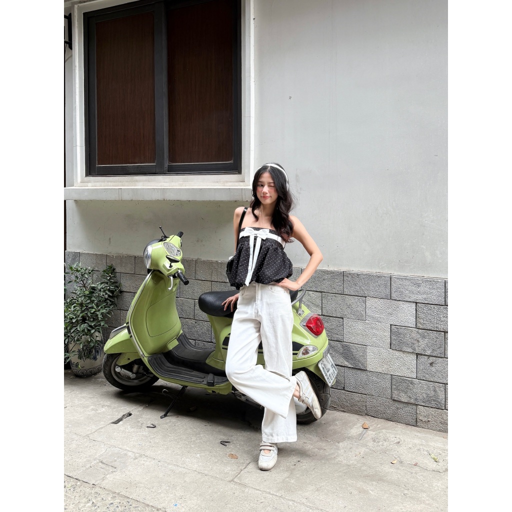 Áo babydoll quây phồng chấm bi thắt nơ, Áo kiểu babydoll dễ thương - 29feb.closet – A599 | BigBuy360 - bigbuy360.vn