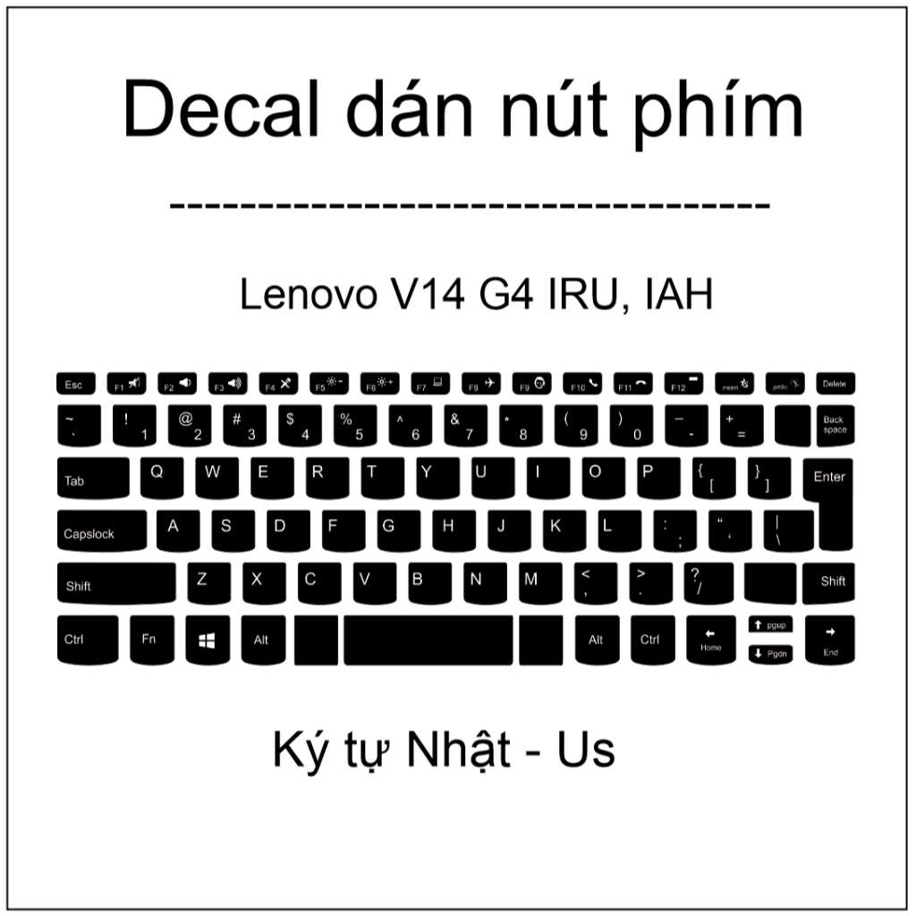 Decal dán nút phím Quốc tế , Nhật - Us cho máy Lenovo V14 G4 IRU, IAH
