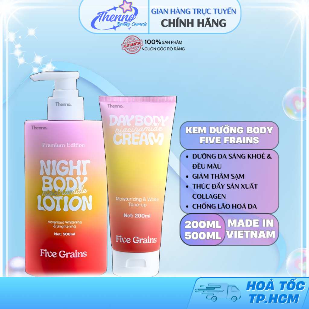 Kem Dưỡng Cao Cấp Trắng Da Five Grains Niacinamide, Alpha Arbutin 200ml-500ml