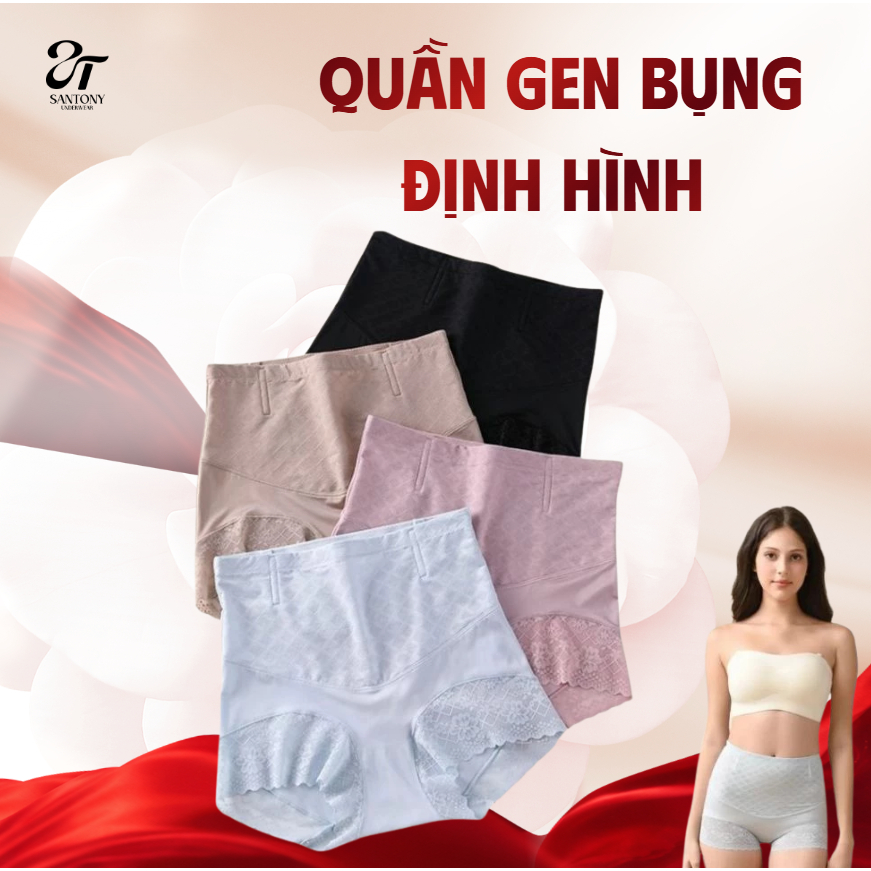 Quần gen nịt bung cạp cao Santony che mỡ siết bụng, nâng mông, vải thoáng khí đàn hồi cao – 858/B_00