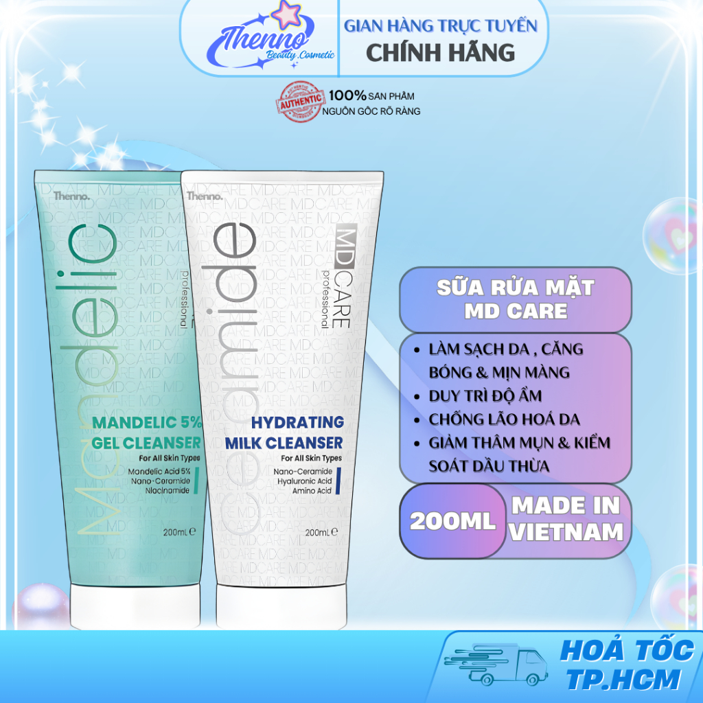 Sữa Rửa Mặt Cấp Ẩm & Tẩy Tế Bào Chết Dịu Nhẹ MD Care Mandelic Acid 5% / Hydrating Milk Cleanser 200m