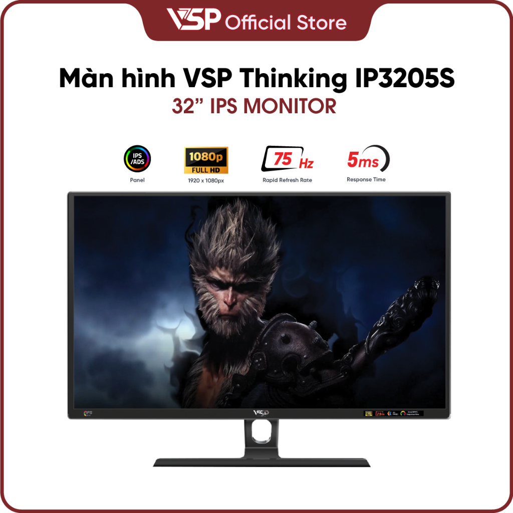 Màn hình VSP IPS Thinking IP3205S (32inch | FHD | IPS | 75Hz | 5ms) - Đen