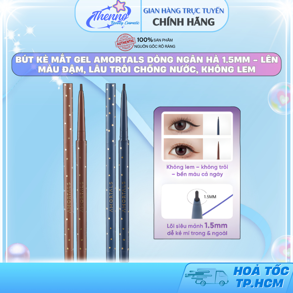 Bút Kẻ Mắt Gel Amortals Dòng Ngân Hà 1.5mm  - Lên Màu Đậm, Lâu Trôi Chống Nước, Không Lem, Dễ Dùng C