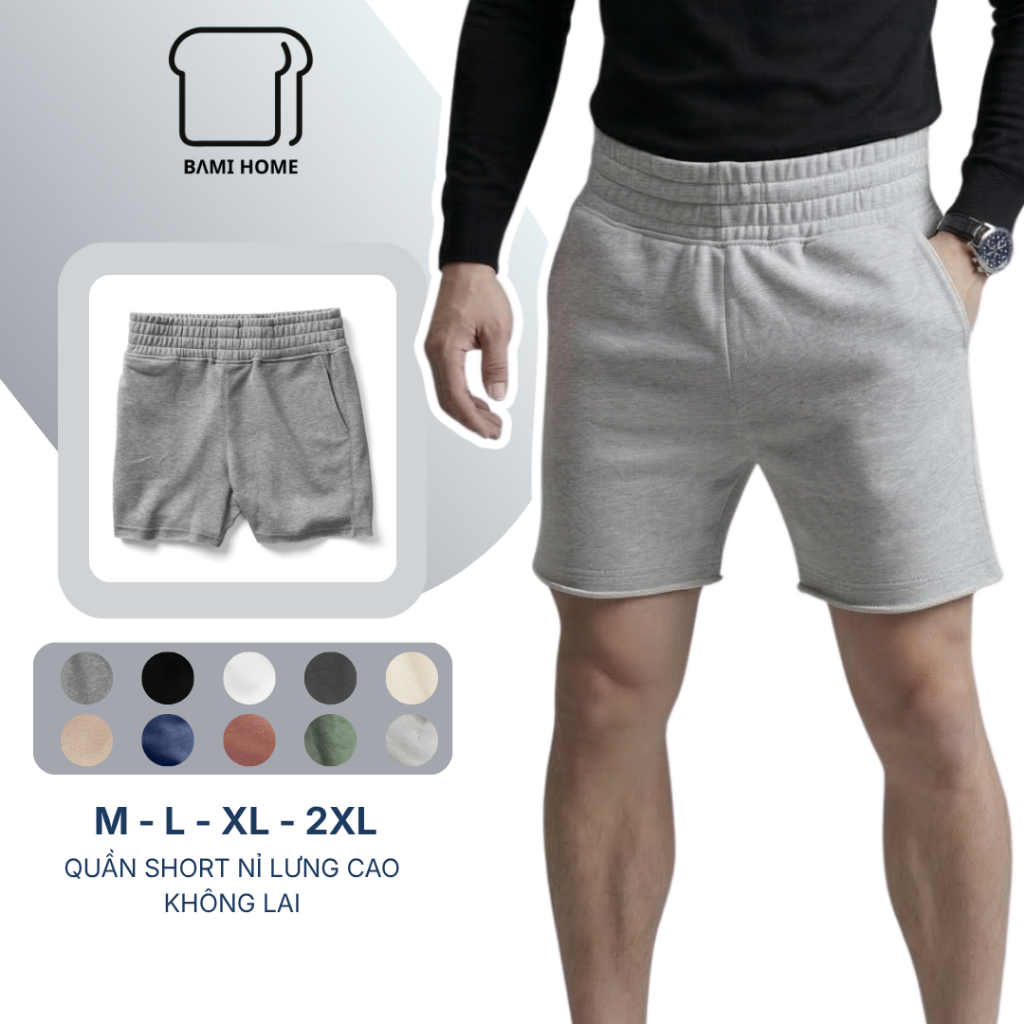 Quần short thể thao nam bản rộng BAMIHOME, chất vải nỉ chân cua khô thoáng, không lai thoải mái QN09