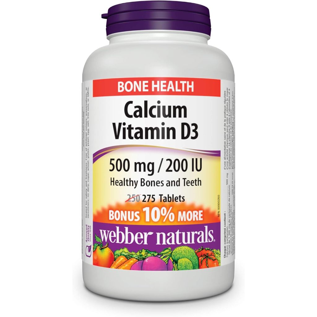 Viên Uống Canxi Calcium Vitamin D3 500 mg/200 IU Webber Natural
