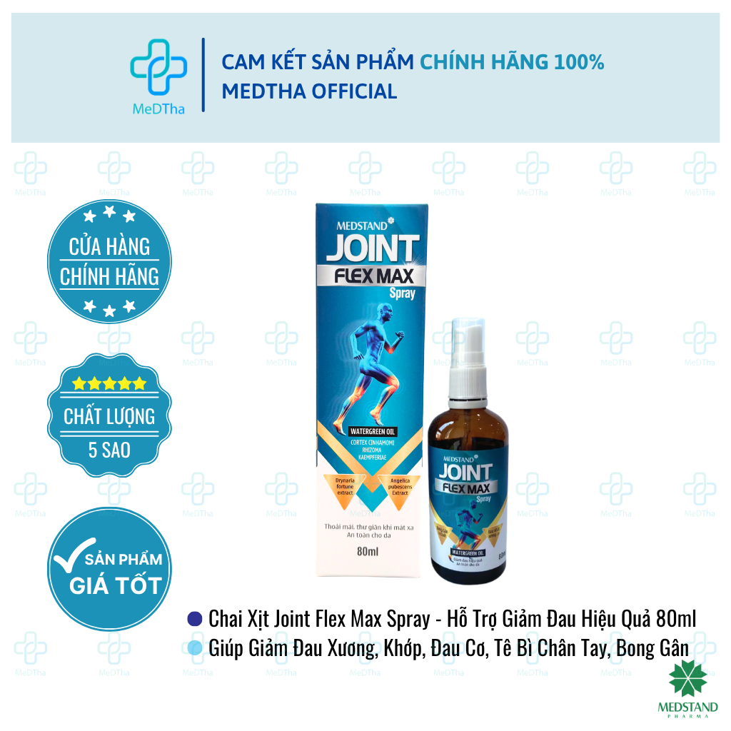 Chai xịt JOINT FLEX MAX SPRAY MEDSTAND - Hỗ trợ giảm đau nhanh, hiệu quả an toàn cho da (Chai 80ml)