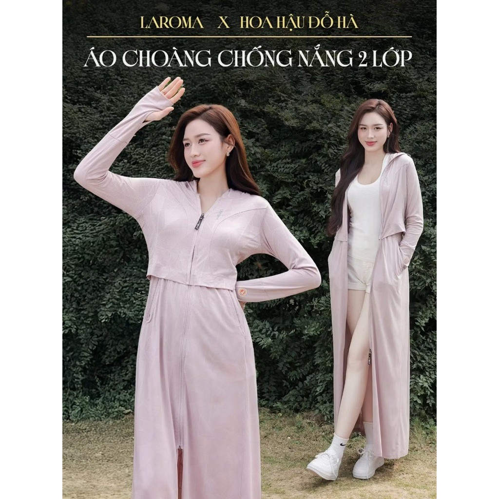 •ᴛʀᴀɴɢɴᴏʀᴀ• [HÀNG CHÍNH HÃNG] 2 LỚP LAROMA MẪU MỚI 2026 ÁO CHOÀNG CHỐNG NẮNG DÁNG DÀI.
