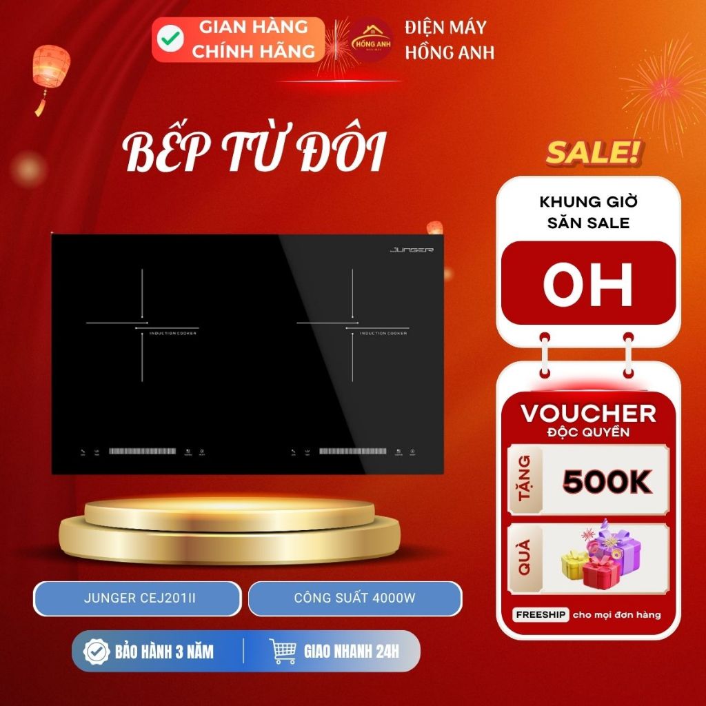 Combo bếp từ đôi Junger MK22 kèm máy rửa chén Junger Leopard DWJ143, tiện lợi, hiện đại, sang trọng