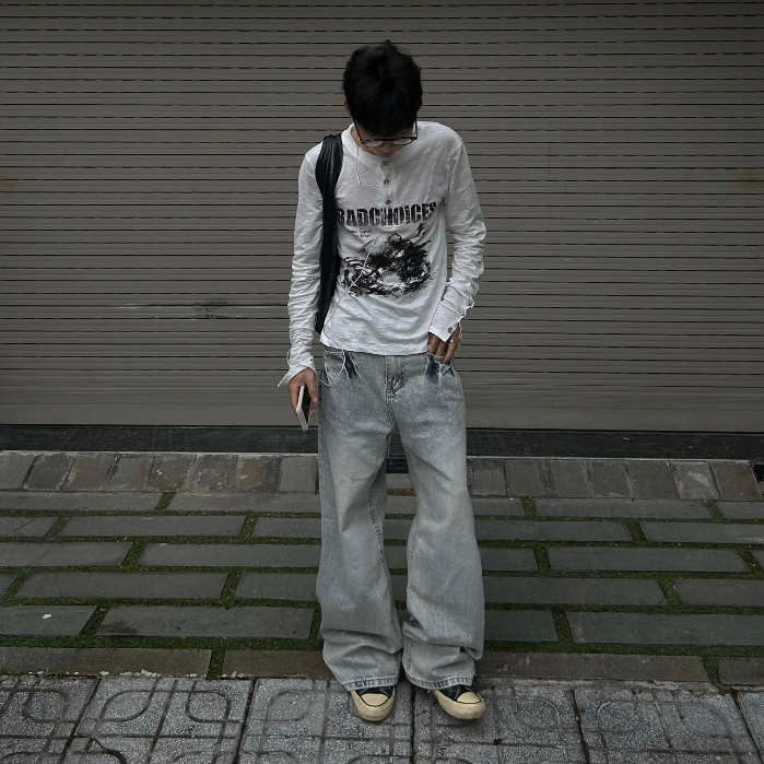 Bad Choices | Quần jeans ống suông PLAIN wash màu phong cách Menswear | BigBuy360 - bigbuy360.vn