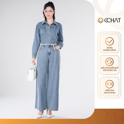 Set Đồ Nữ 𝐂𝐂𝐇𝐀𝐓 Dáng Suông Ami Basic Chất Liệu Jeans Cao Cấp 16BDJ2014ST