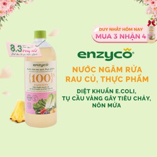 Nước ngâm rửa rau củ quả sinh học Enzyco - 100% Enzyme Dứa, Acid Hữu Cơ 6%,Loại Bỏ E.coli, Tụ Cầu Vàng, Khử Mùi Thịt Cá
