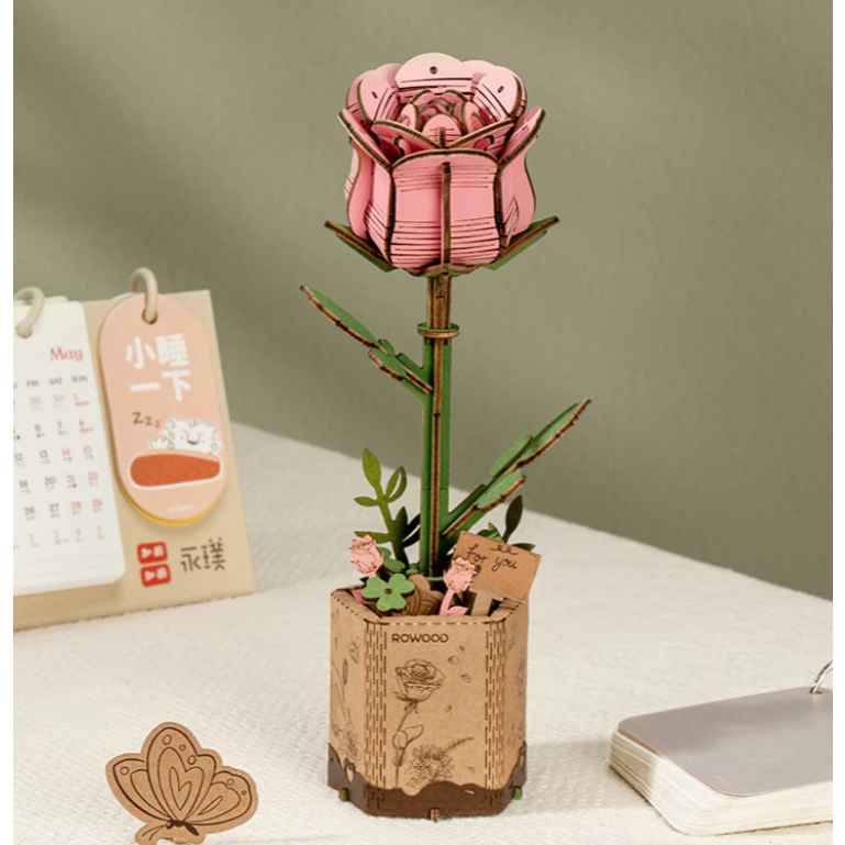 Rowood Pink Rose - Mô Hình Lắp Ráp Gỗ 3D