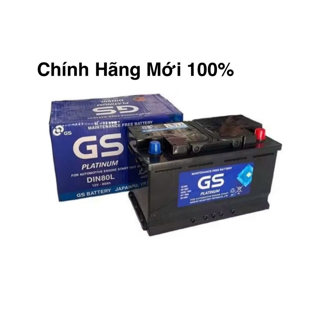 Bình ắc quy 12v khô miễn bảo dưỡng GS DIN80L-LBN (12V, 80AH)