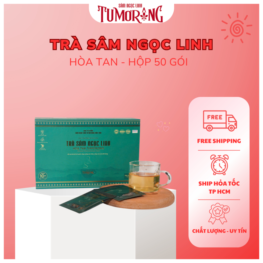 Trà Sâm Ngọc Linh Tumorong (Hộp 50 gói - Hòa tan ) - Giúp giảm stress, tăng tỉnh táo và tập trung hiệu quả | Chính hãng