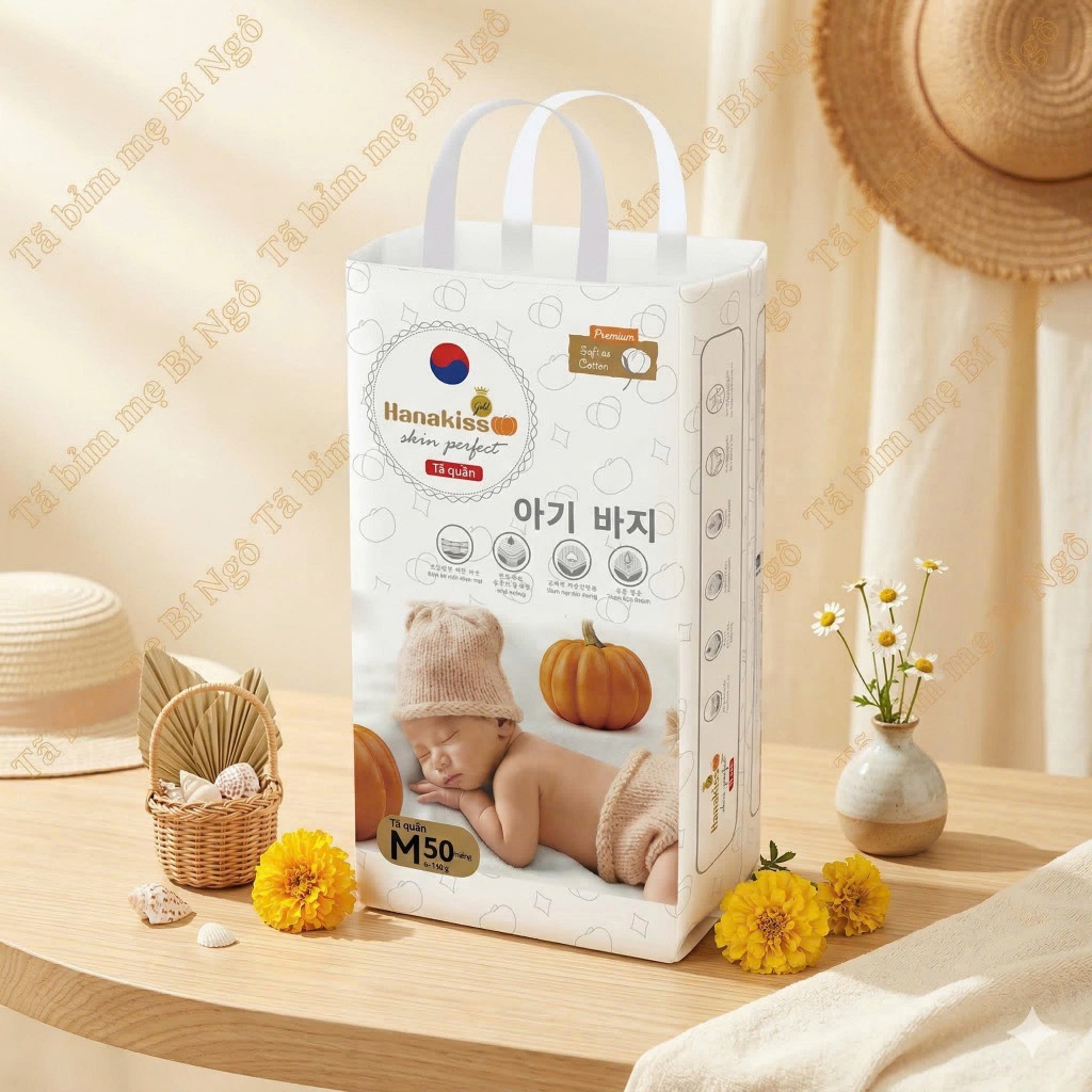 Tã quần/Bỉm Hanakids / Hanakiss Gold Combo 50-100 miếng  Siêu Mỏng 1.7mm - Thấm Hút 1000ml, Khóa Ẩm 